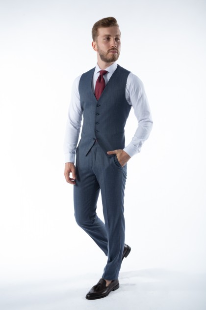 COSTUM CU VESTA BLEU SLIM FIT D'S DAMAT