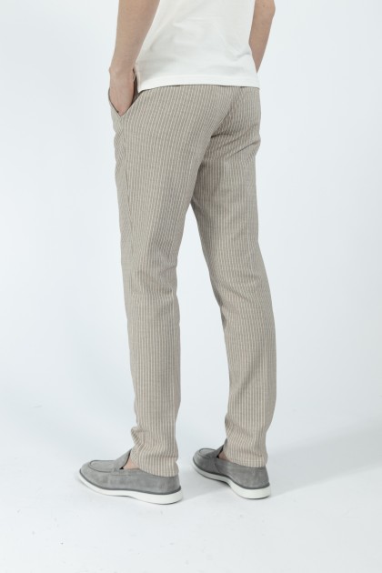 PANTALONI CASUAL BEJ SLIM FIT D'S DAMAT